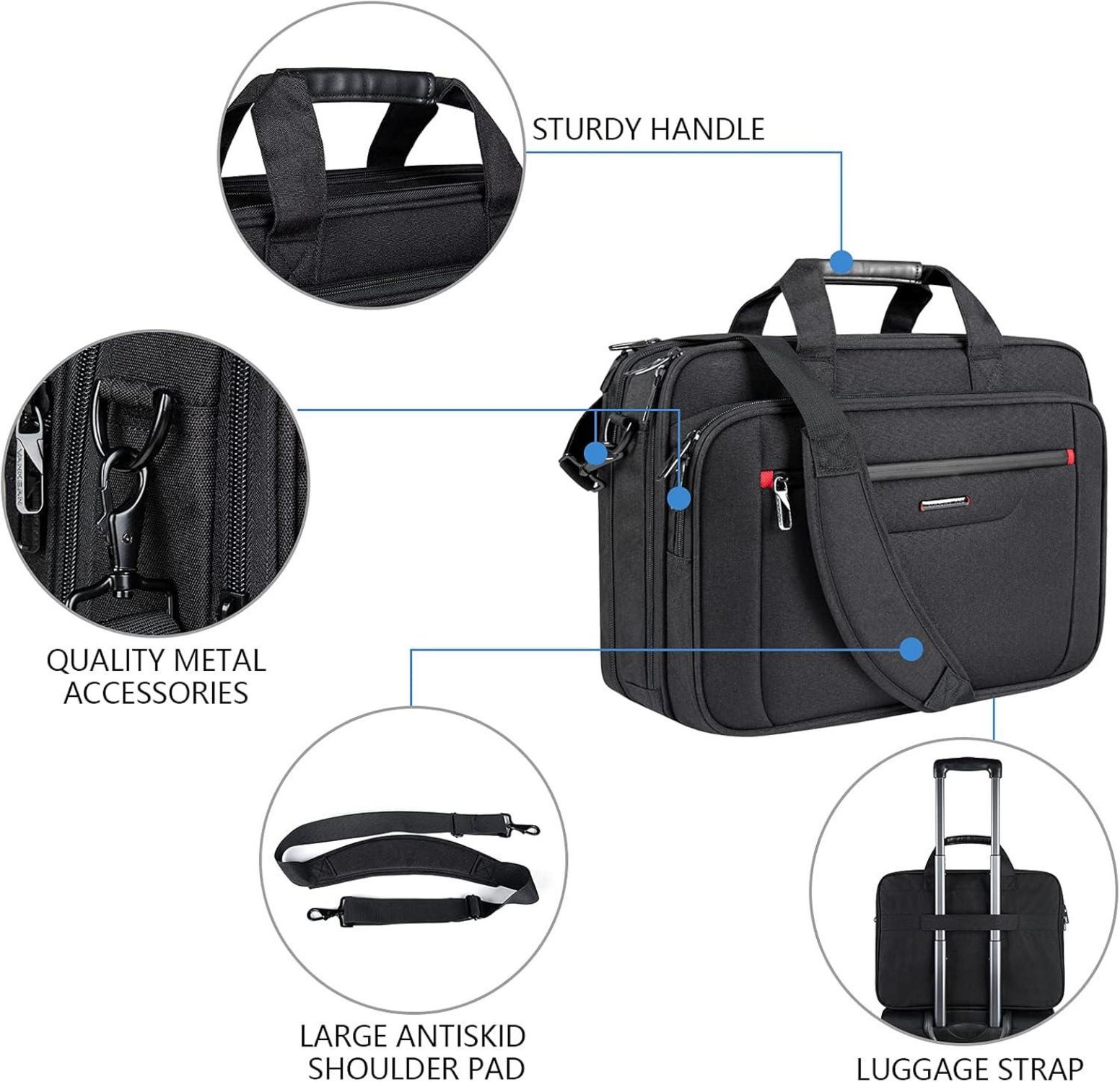 Laptoptasche 17,3 Zoll wasserabweisend erweiterbar Schwarz