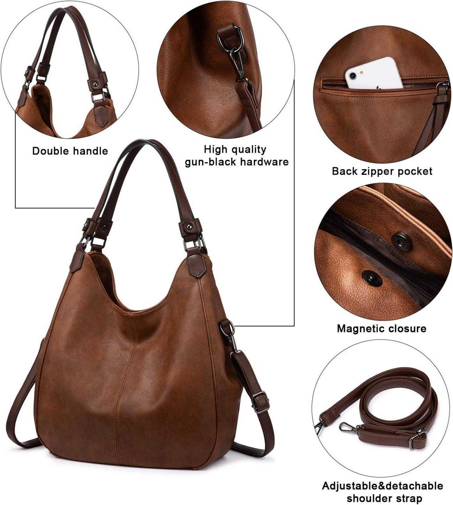 Vintage Damen Handtasche Shopper Lederimitat Schultertasche