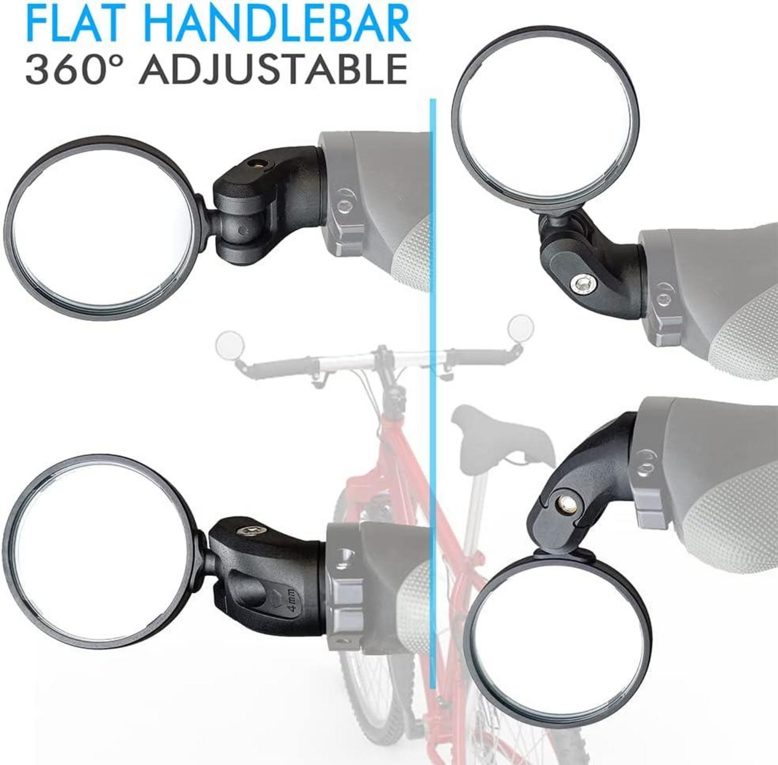 BriskMore Fahrradspiegel HD-Glas konvexe Linse 2er Set sicherer Rückspiegel
