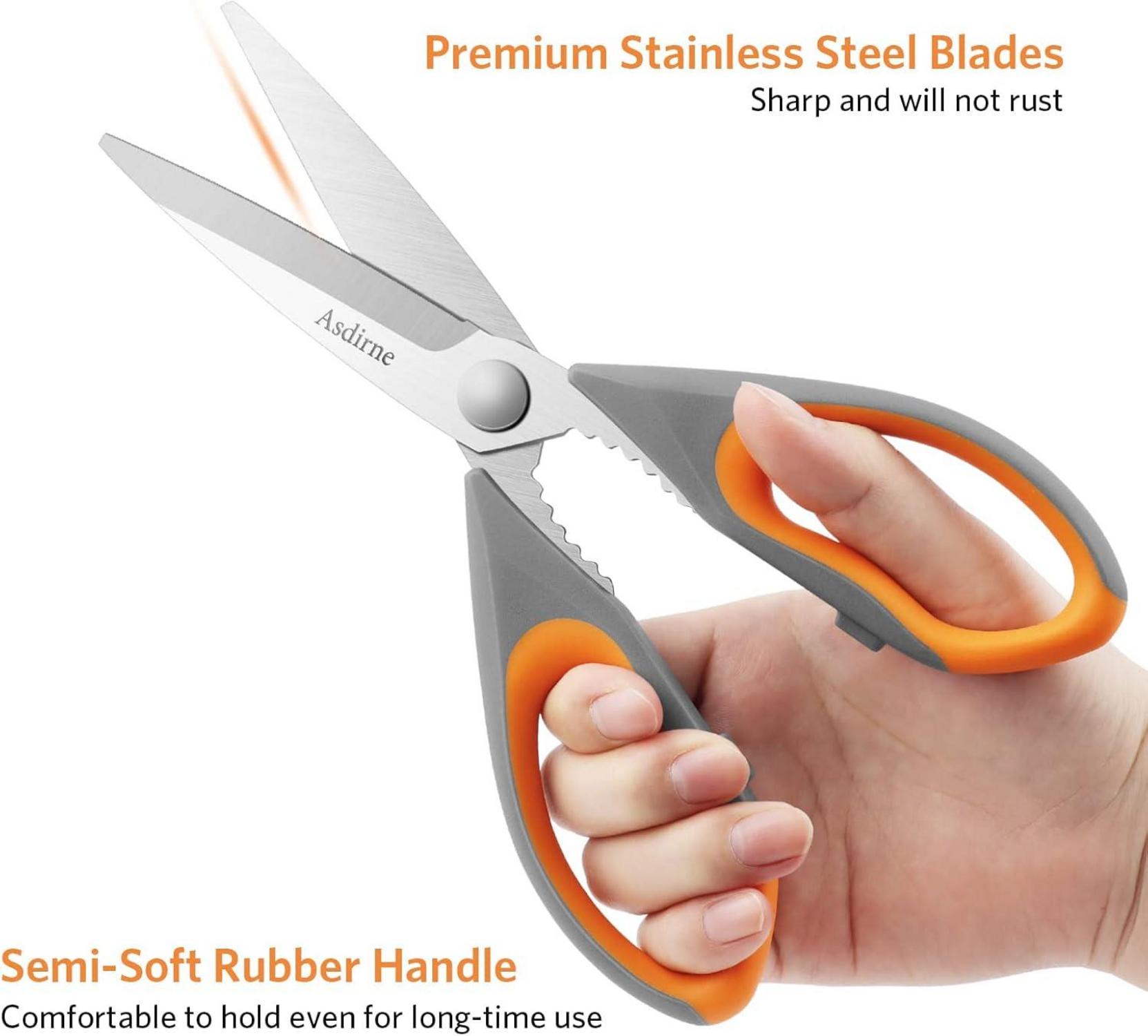 Multifunktionale Küchenschere Set, 5-teiliges Scherenset, Orange/Grau