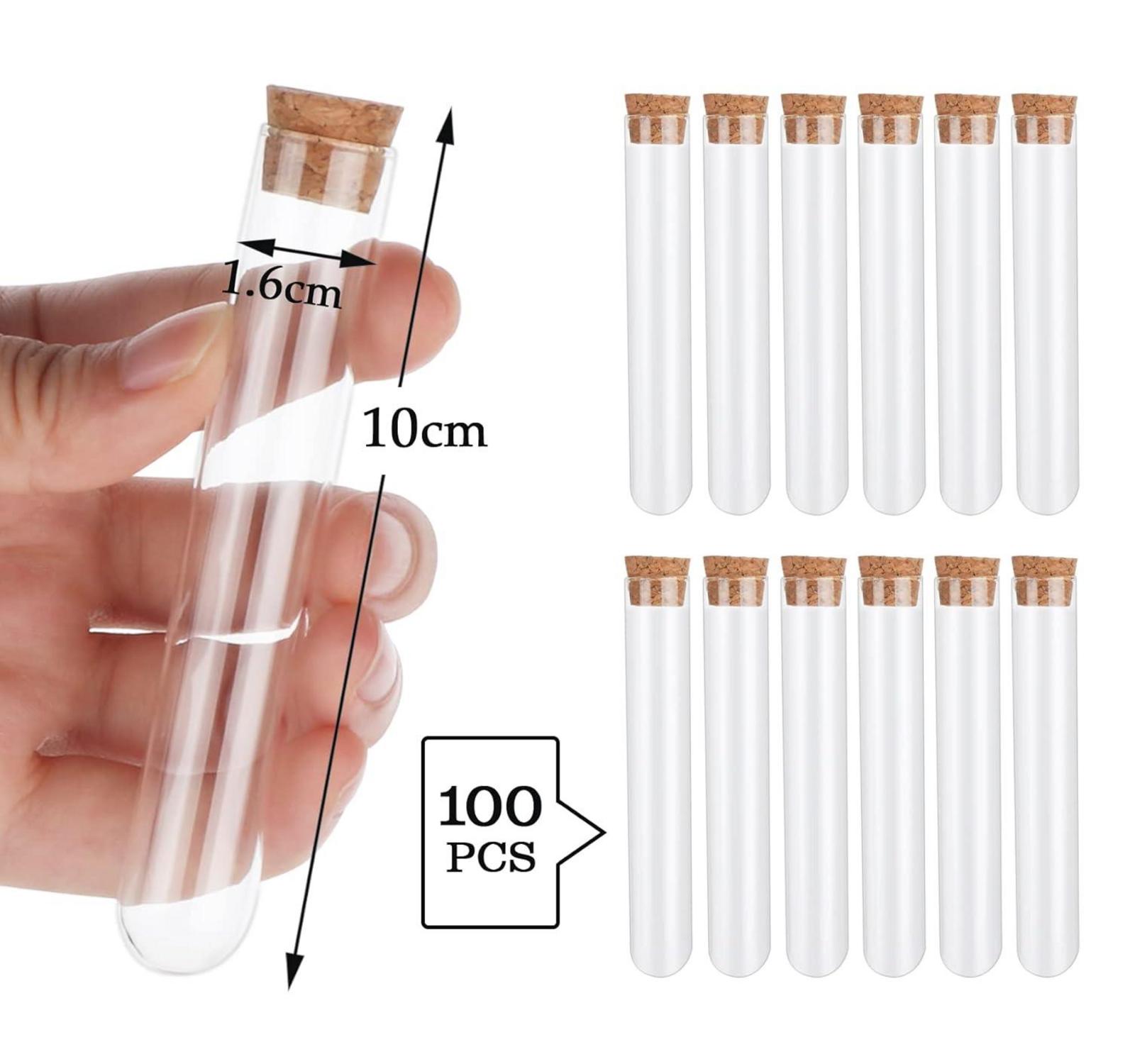100er Mini Glas Reagenzgläser mit Korken 16x100mm inkl. Etiketten
