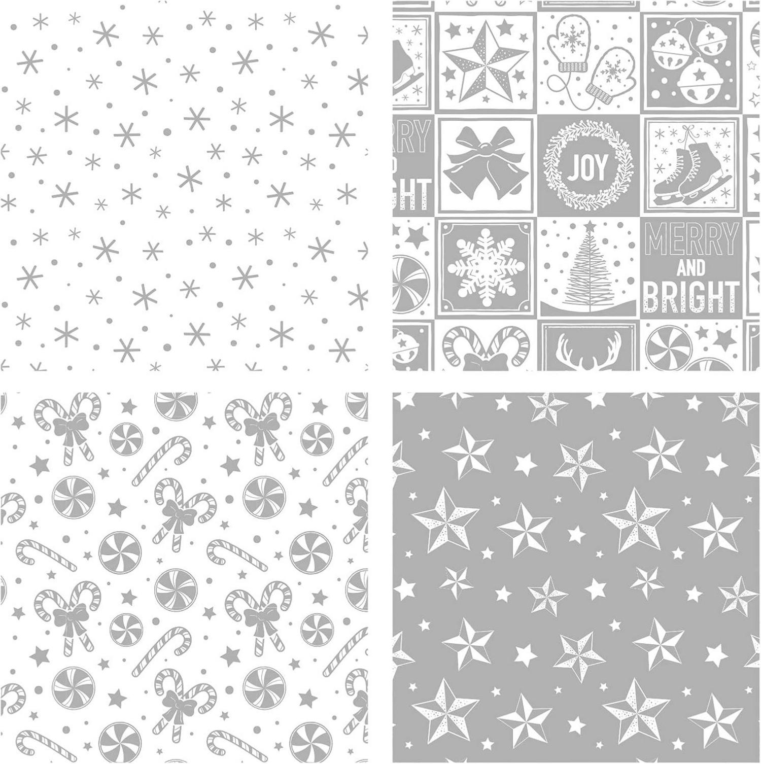 Weihnachtspapierrolle Silberne Schneeflocken Candy Cane Collection