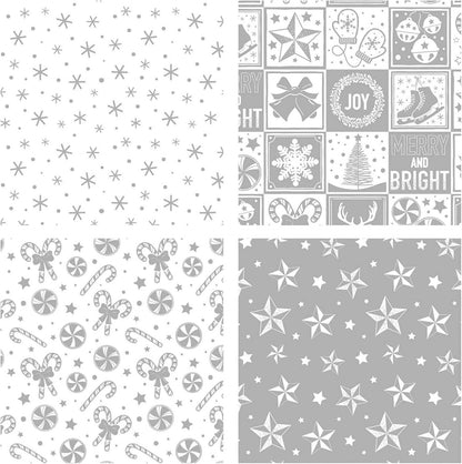 Weihnachtspapierrolle Silberne Schneeflocken Candy Cane Collection