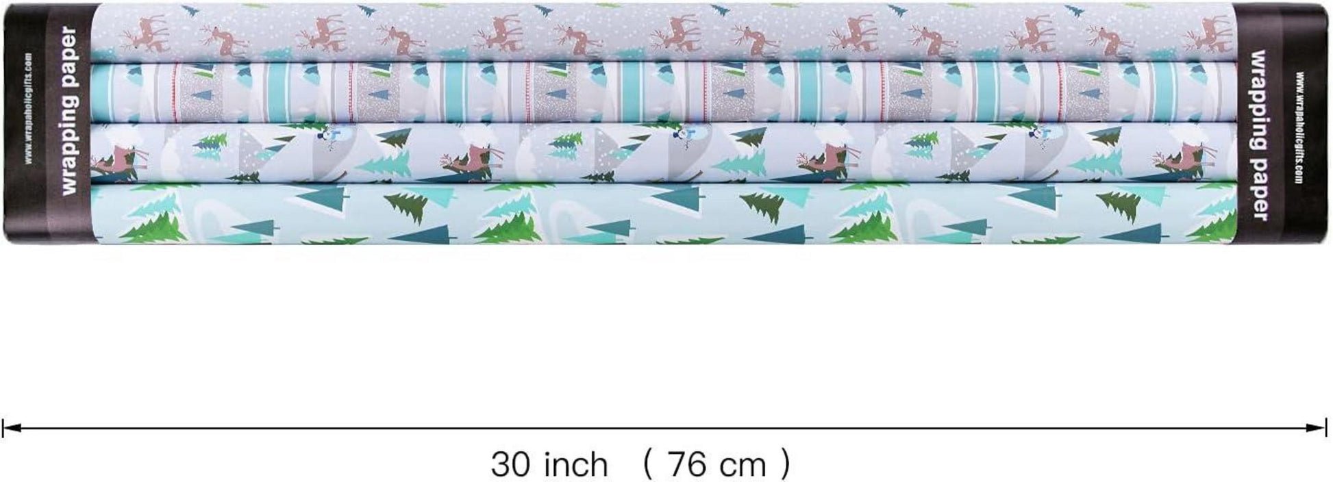 Weihnachtspapierrolle Blau Holiday Collection 4 Rollen 76x305cm