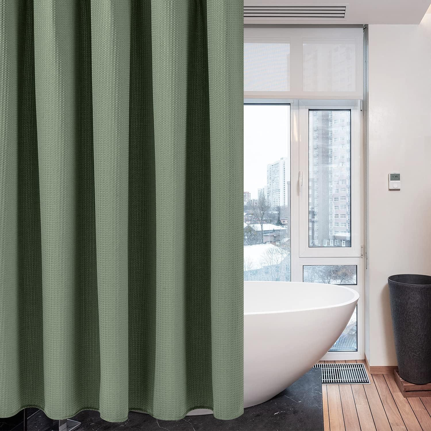 Waffel Duschvorhang Stoff Textil Anti Schimmel Badewanne Vorhang Wasserdicht 182x214cm