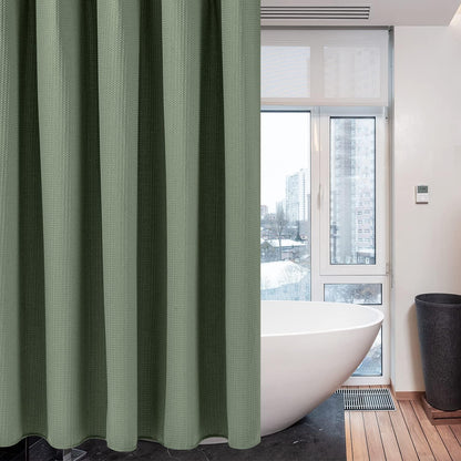 Waffel Duschvorhang Stoff Textil Anti Schimmel Badewanne Vorhang Wasserdicht 182x214cm