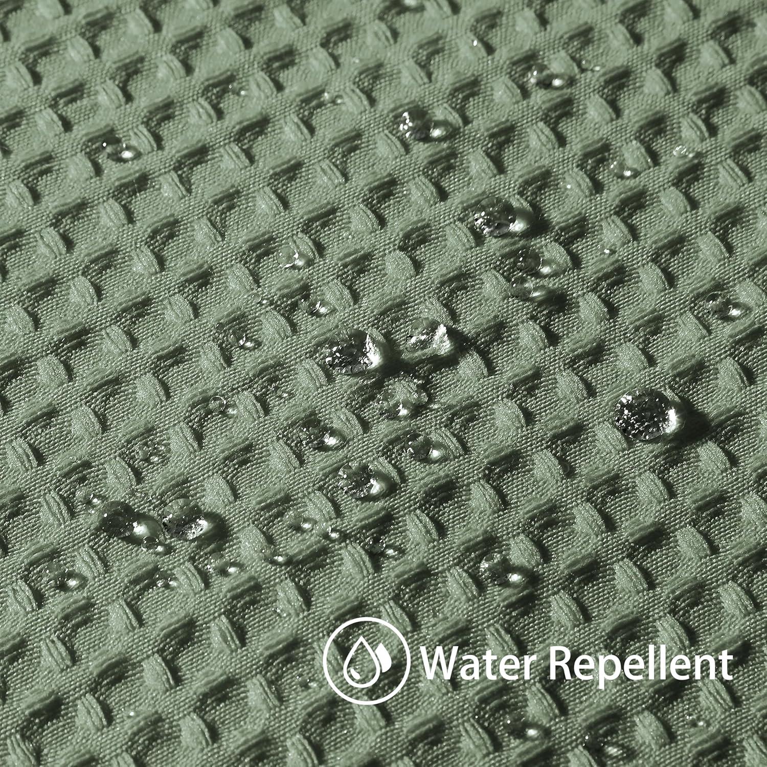 Waffel Duschvorhang mit Metallringen, Anti-Schimmel, Wasserdicht, Grün