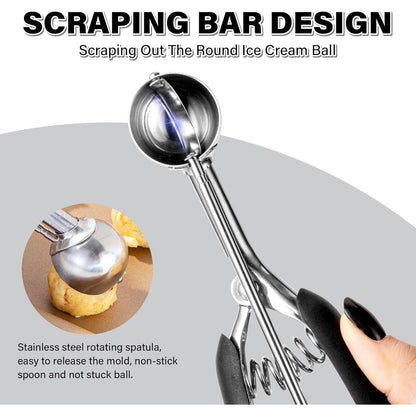 Eisportionierer Edelstahl 3 cm mit Auslöser und Komfortablem