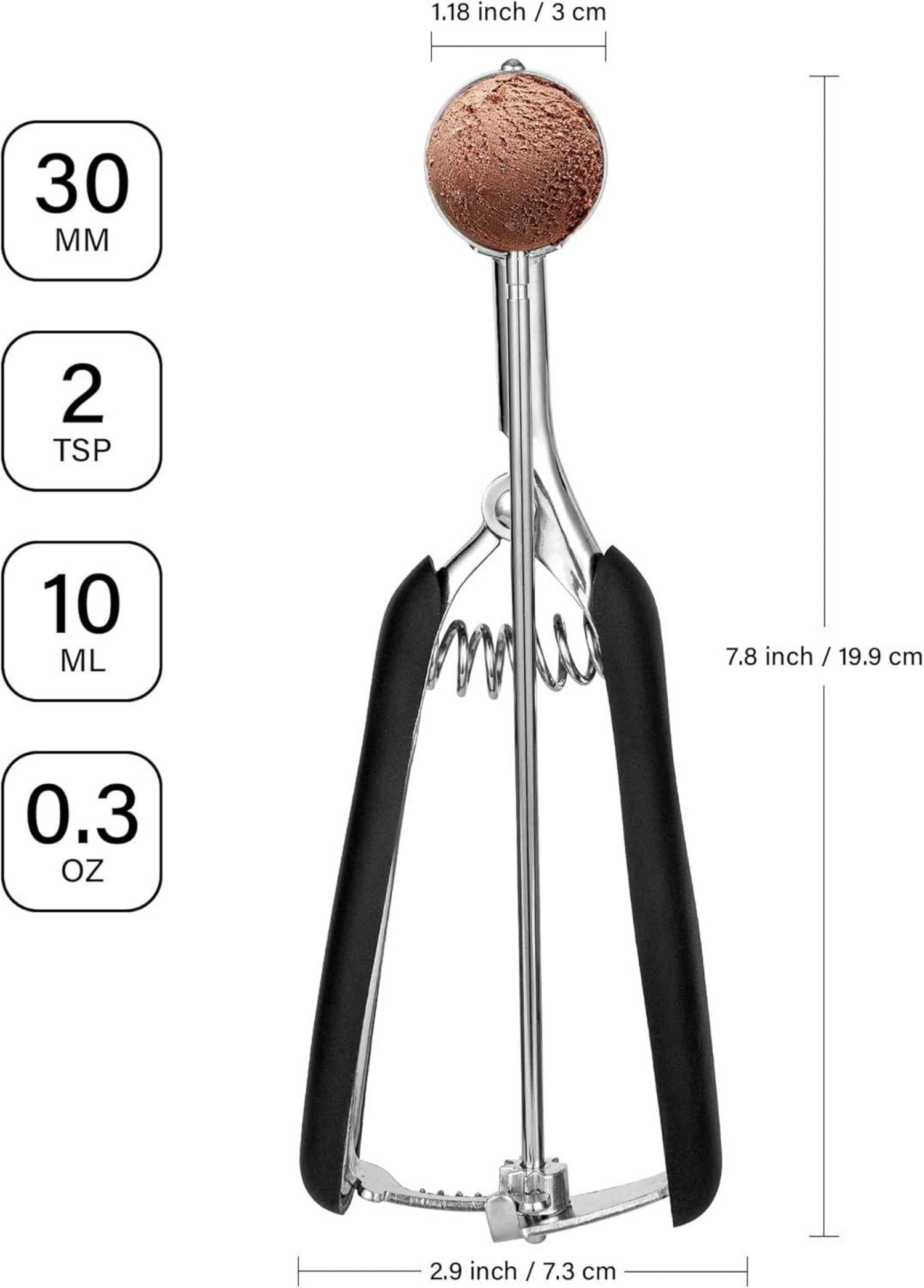 Eisportionierer Edelstahl 3 cm mit Auslöser und Komfortablem