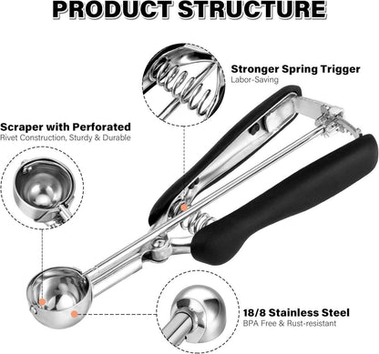 Eisportionierer Edelstahl 3 cm mit Auslöser und Griff