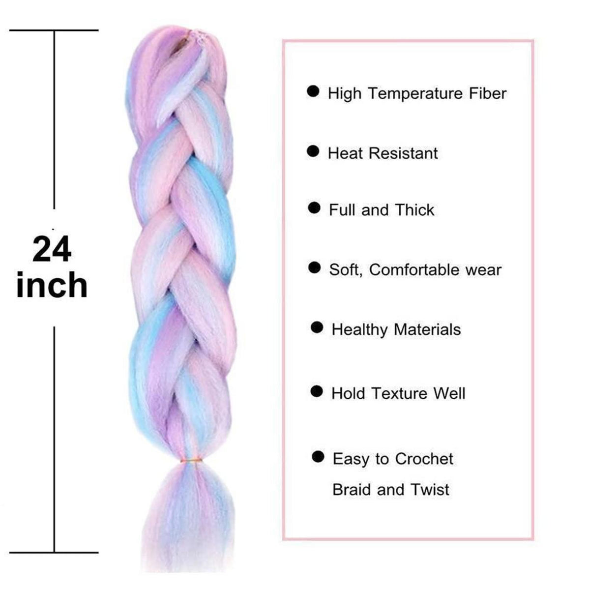 Jumbo Braid Haarverlängerung 24 Zoll – Regenbogenfarben zum Flechten