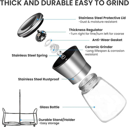 Salz und Pfeffermühle Set mit verstellbarem Keramikmahlwerk