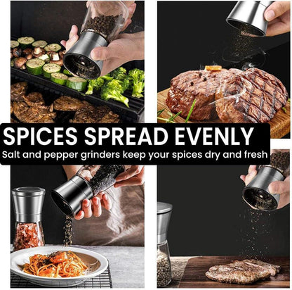 Salz und Pfeffermühle Set Edelstahl Verstellbarem Keramikmahlwerk
