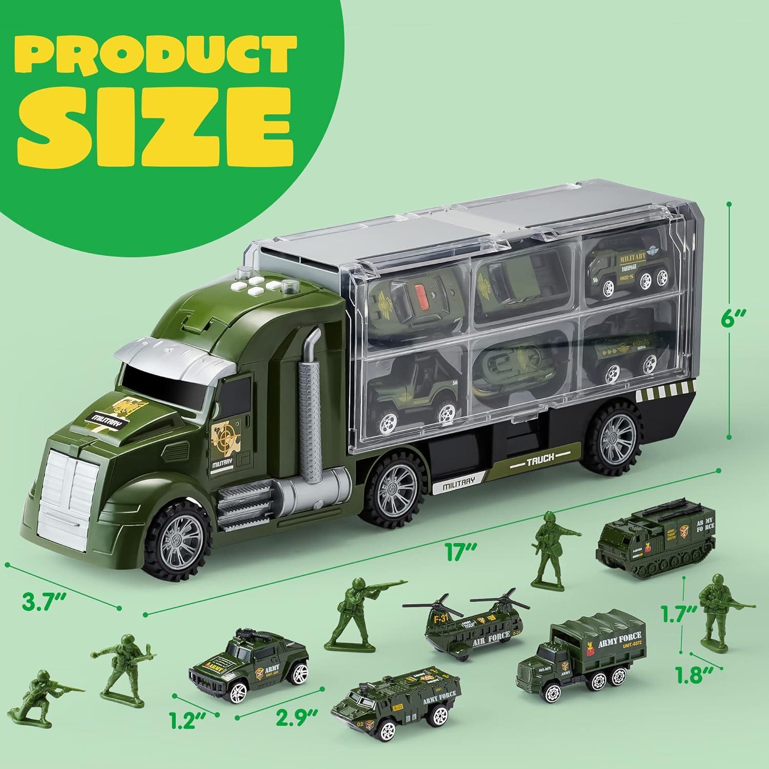 JOYIN Militär-Truck Set mit Soldaten, Armeefahrzeugen, Lichtern, Geräuschen