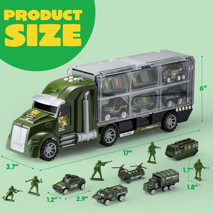 JOYIN Militär-Truck Set mit Soldaten, Armeefahrzeugen, Lichtern, Geräuschen