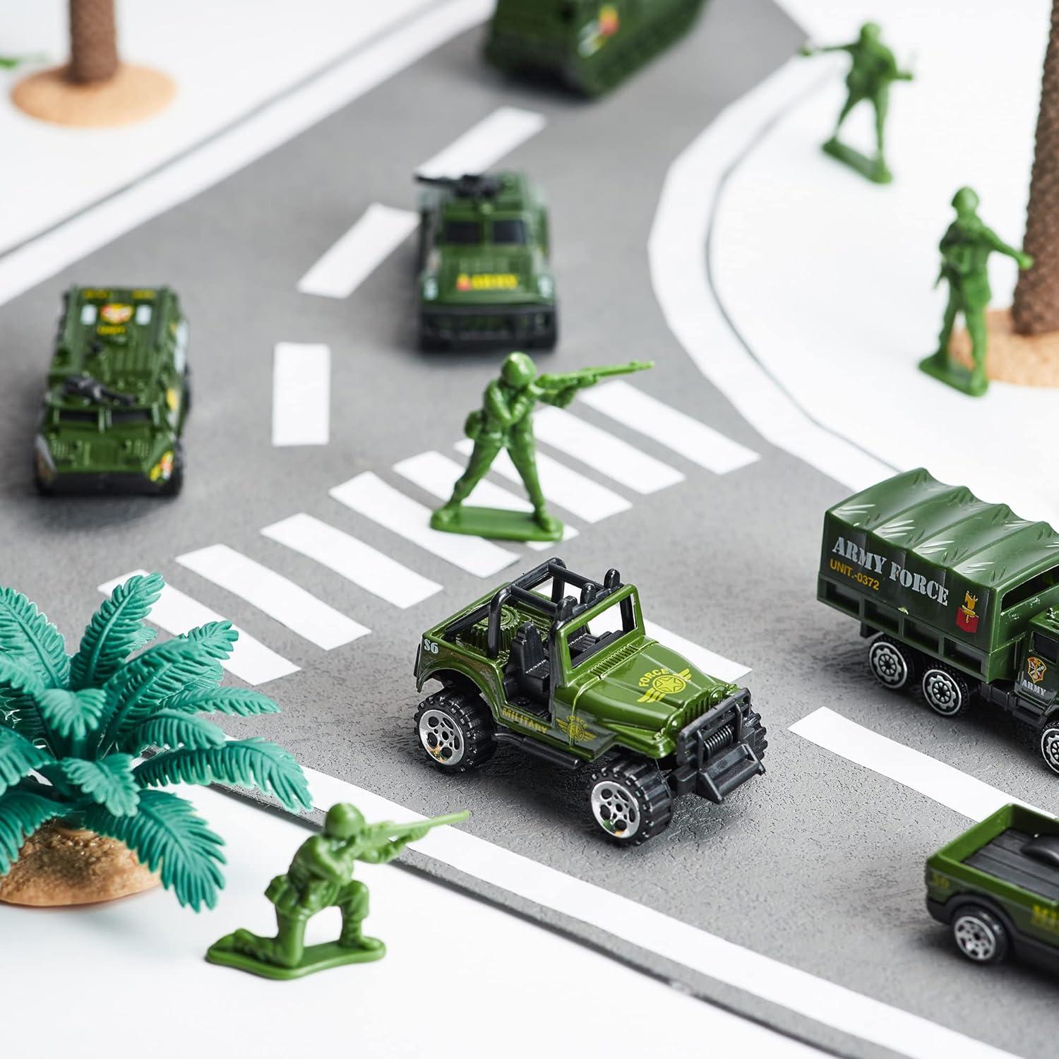 JOYIN Militär-LKW-Spielzeugset mit Spielzeugsoldaten & Lichtern - Kindergeburtstagsgeschenke