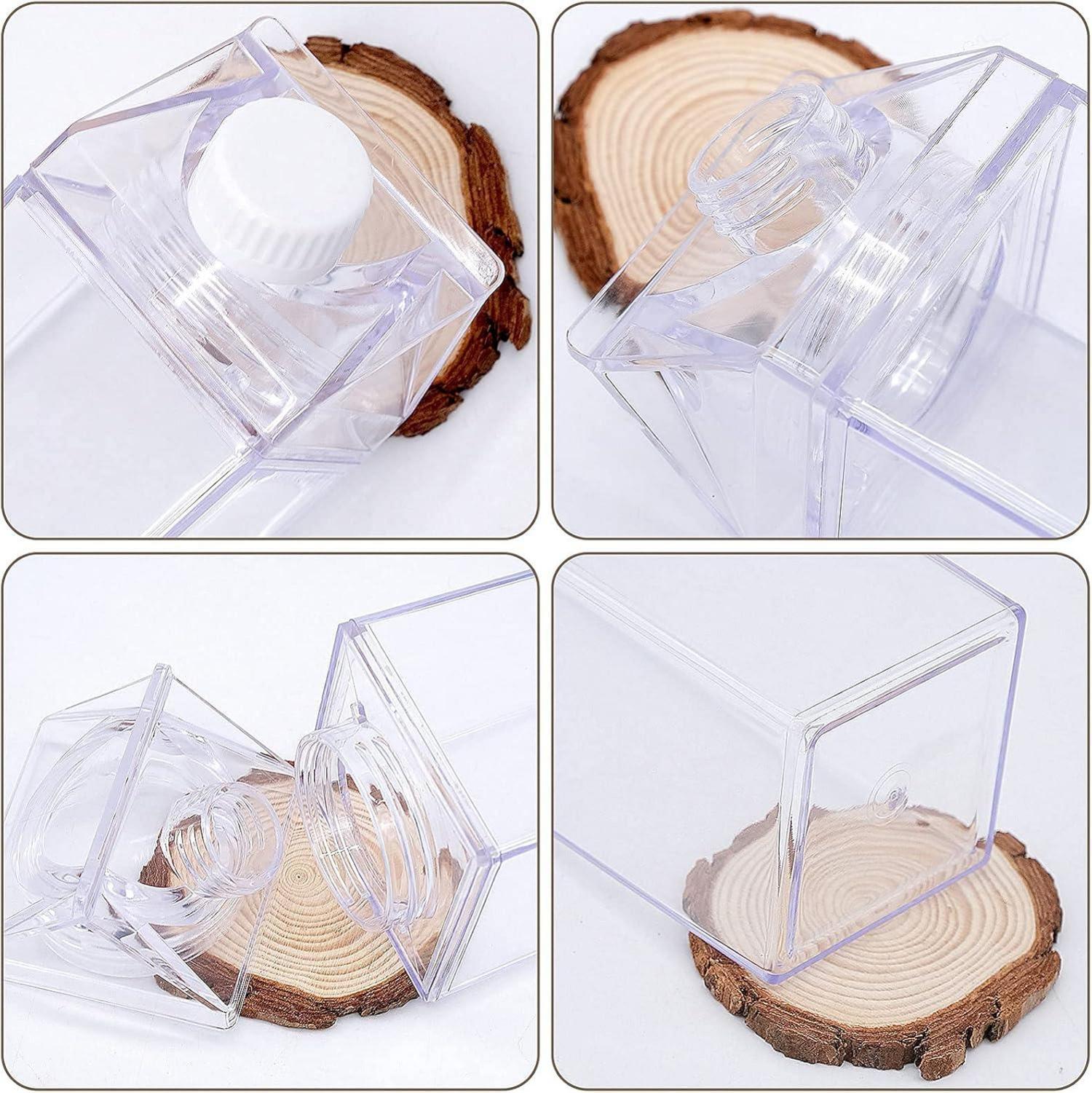 Transparente Milchbox 2 Stück Wiederverwendbar Quadratisch Saft 500ml