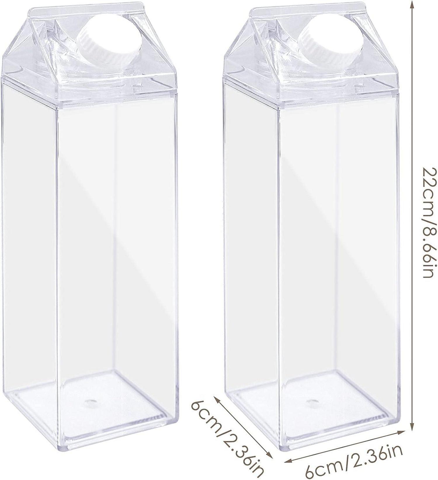 Transparente Milchbox Wasserflasche 500 ml wiederverwendbar quadratisch