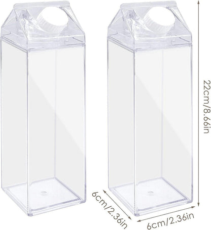 Transparente Milchbox Wasserflasche 500 ml wiederverwendbar quadratisch