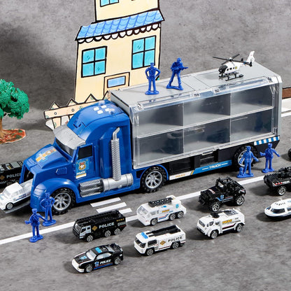 JOYIN 25-in-1 LKW Fahrzeug Spielzeug Set mit Soldaten und Kampfauto in Träger LKW