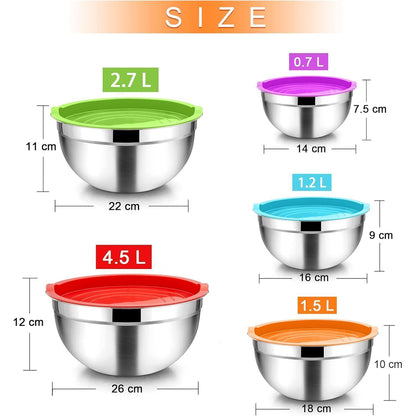 Homikit Rührschüssel-Set Edelstahl Salatschüssel mit