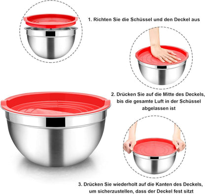 Edelstahl Rührschüssel Set 5-tlg. Salatschüssel Küche Stapelbar 4.5L 2.7L 1.5L