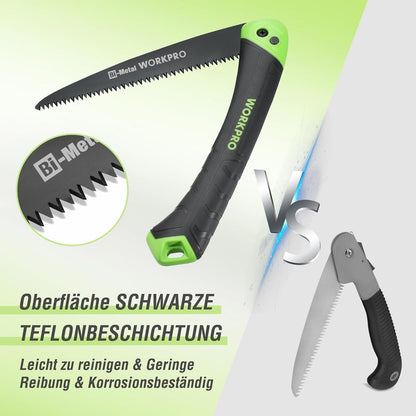 WORKPRO Handsäge Astsäge klappbar BI-Metall Klingen Holz-Garten