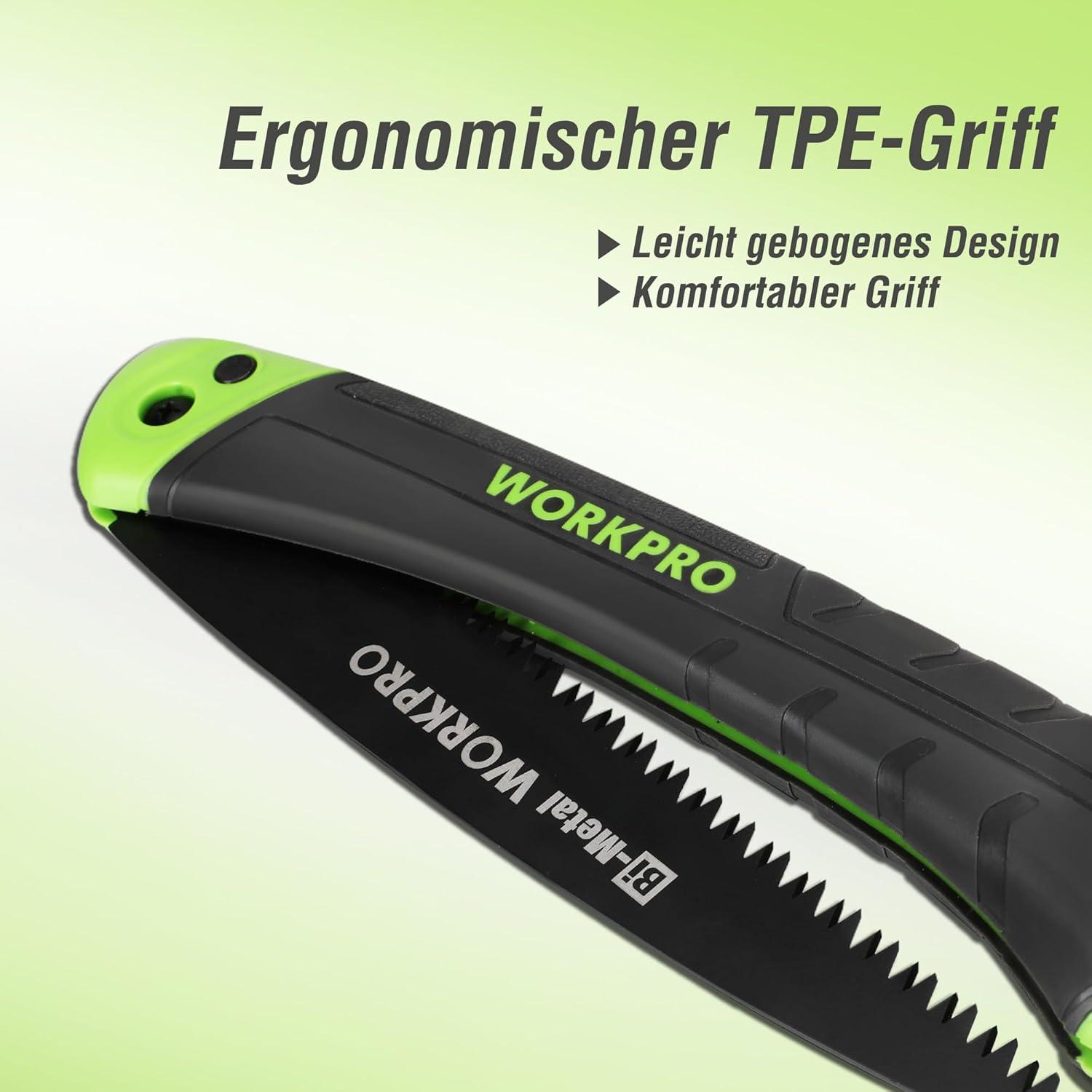 WORKPRO Klappsäge Astsäge scharfe BI-Metall Klingen Garten Holz