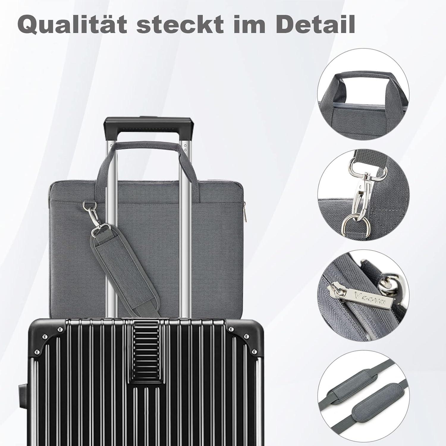 Leichte elegante Laptoptasche 360°Schutz 13,3 Zoll Grau wasserdicht