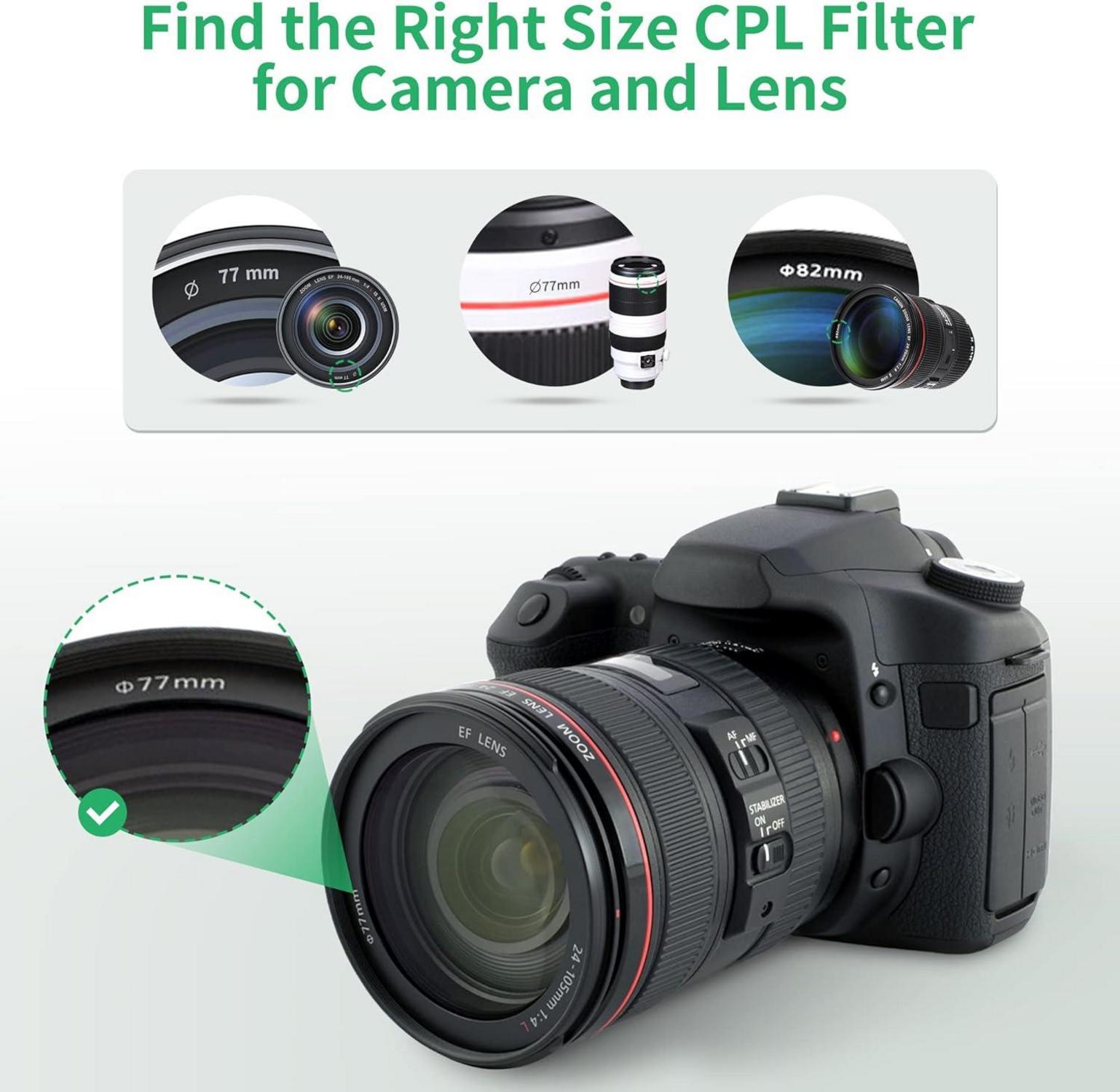 PROfezzion 58MM Zirkularpolarisationsfilter HD 12-Lagen für Canon EOS 2000D