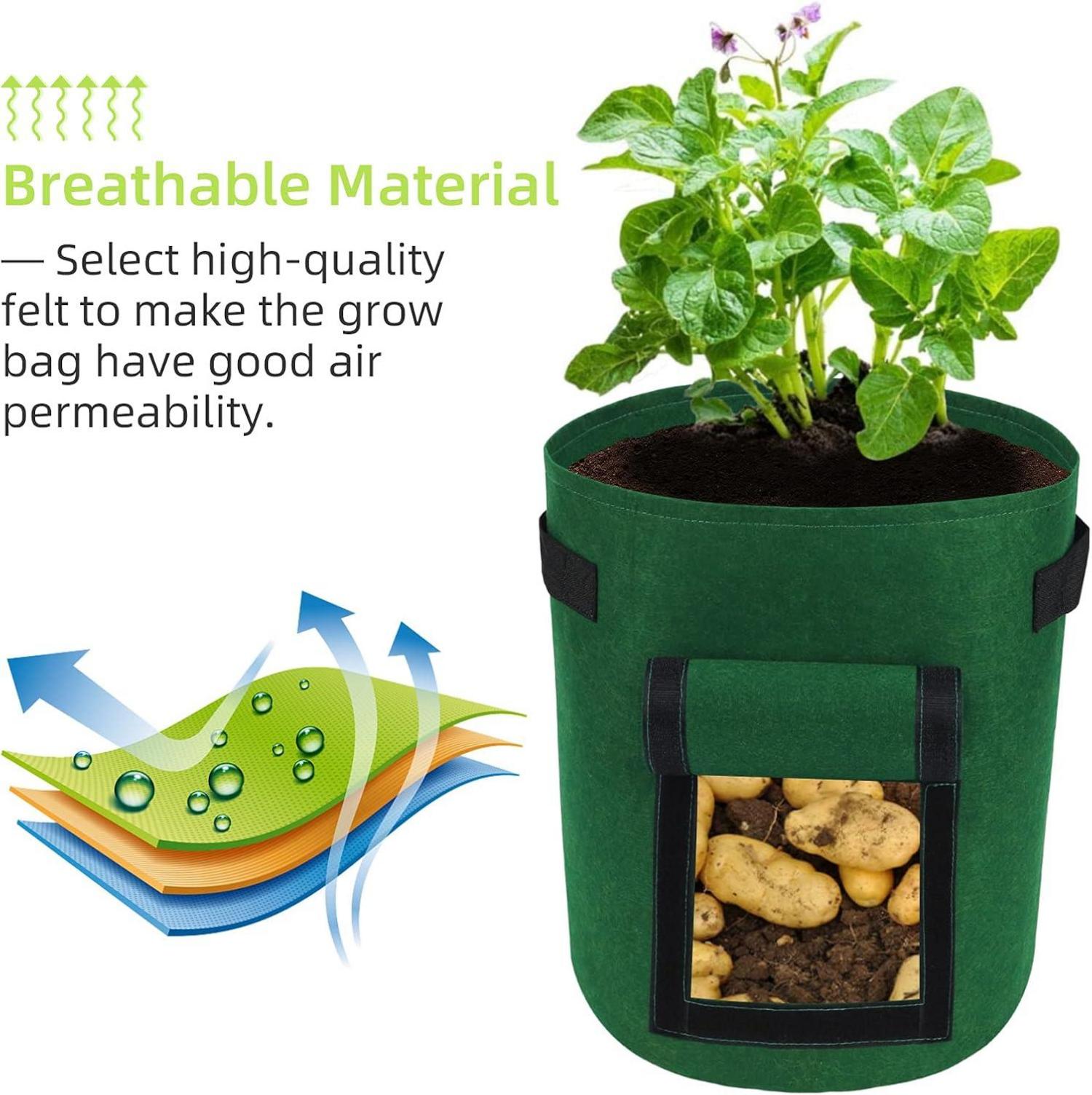 LITLANDSTAR 7 Gallonen Potato Growing Bags 5er-Pack mit Sichtfenster - Gemüse, Blumen, Kartoffeln