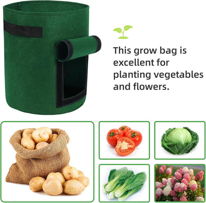 7 Gallon Potato Grow Bags 5-Pack Vegetable Planting Bags w/ Window & Handles