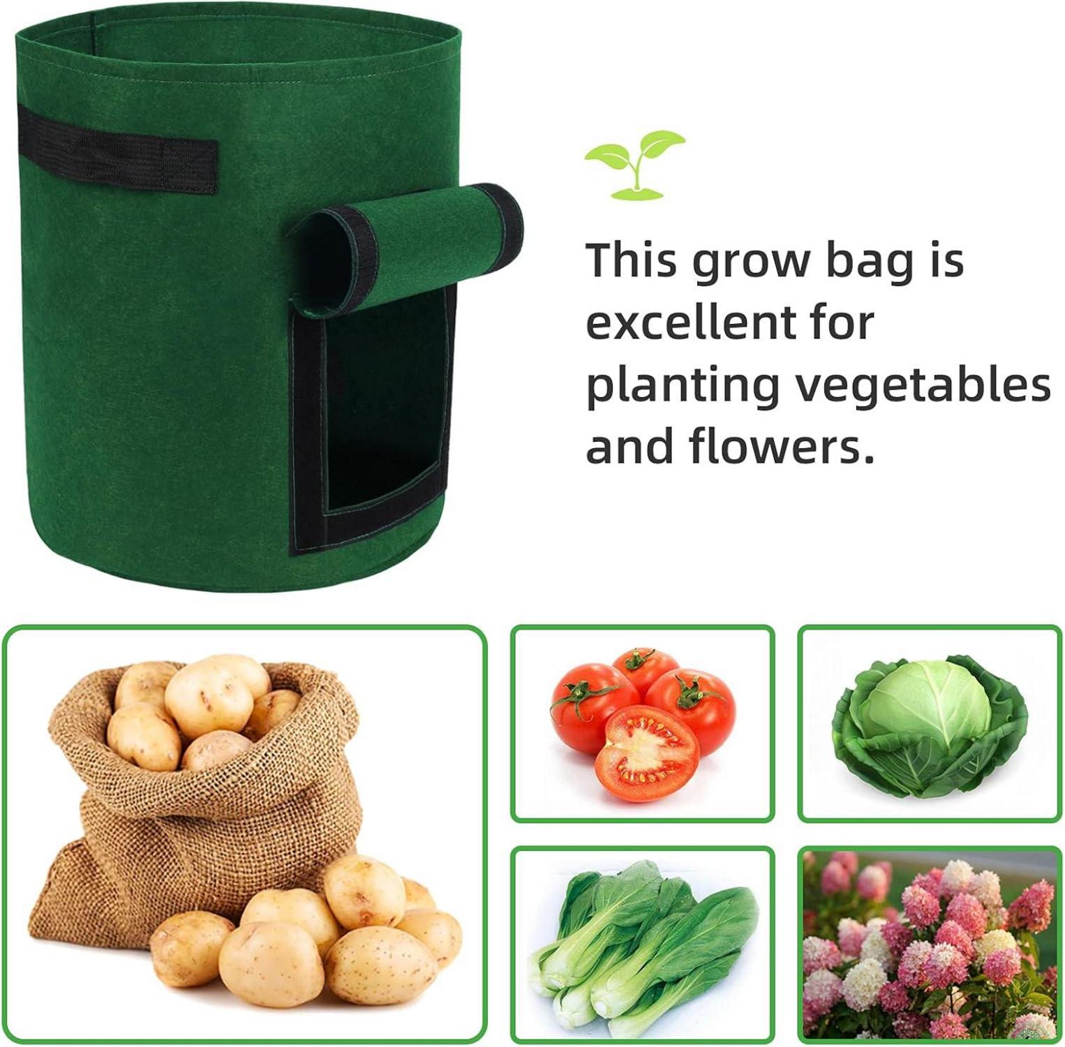 10 Gallonen Potato Growing Bags 5er Pack mit Sichtfenster - Gemüse Obst Blumen