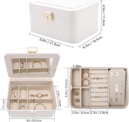 Schmuckkästchen mit Spiegel Groß Schmuckschatulle Damen 2 Schich