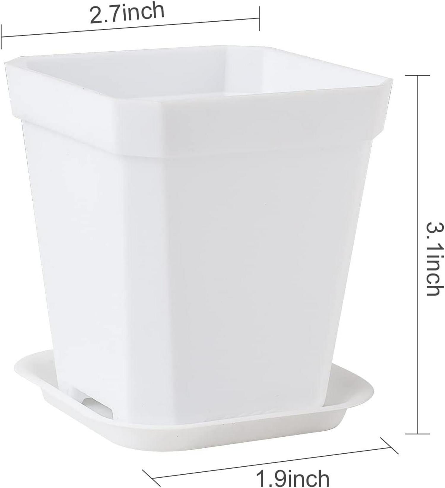 Pflanztöpfe 7x7x8cm - 20 Stück verdickte Anzuchttöpfe mit Untersetzer