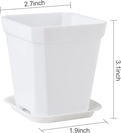 Pflanztöpfe 7x7x8cm - 20 Stück verdickte Anzuchttöpfe mit Untersetzer