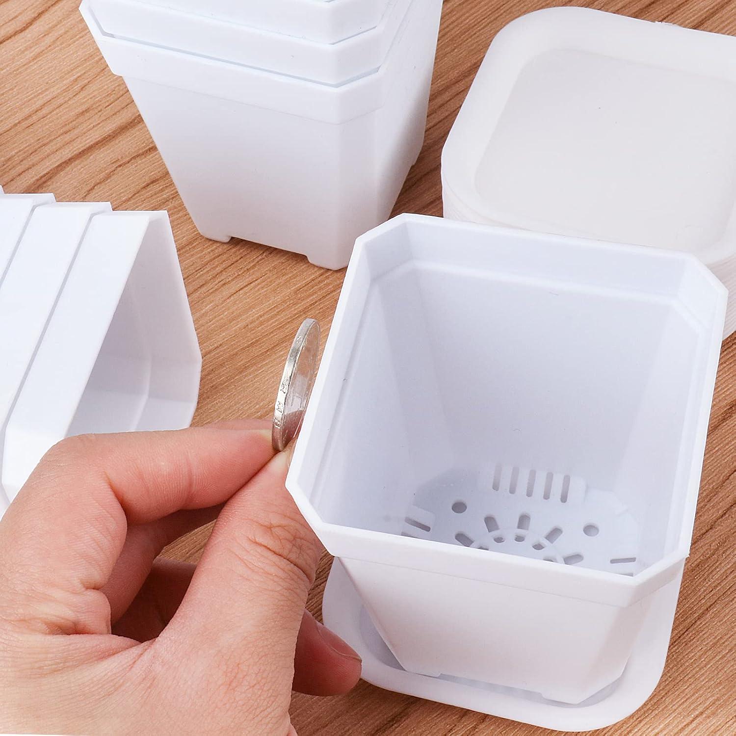 Pflanztöpfe 7x7x8cm 20 Stück verdickte Anzuchttöpfe mit Untersetzer
