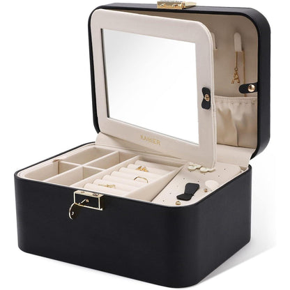 Schmuckkästchen mit Spiegel, große Schmuckschatulle für