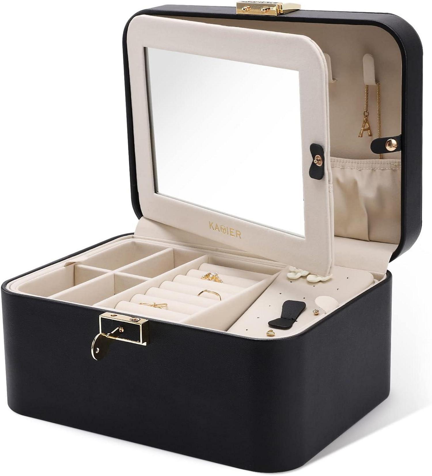 Schmuckkästchen mit Spiegel und Schloss, Groß, 2 Schicht, Wasserdicht