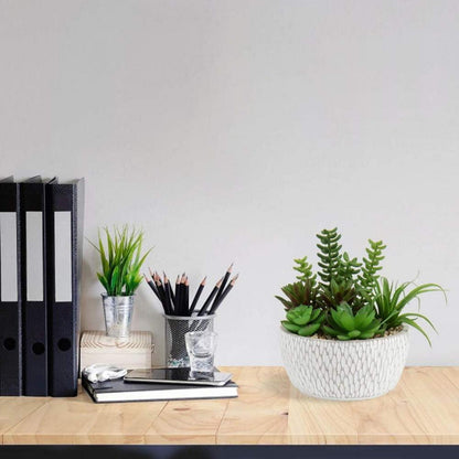 Kunstpflanze Sukkulentenarrangement Zementtopf Deko 16cm