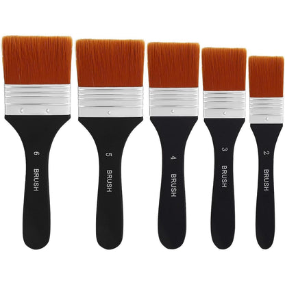 Metagio Flachpinsel Set 5 Stück Aquarell Acryl Ölfarben