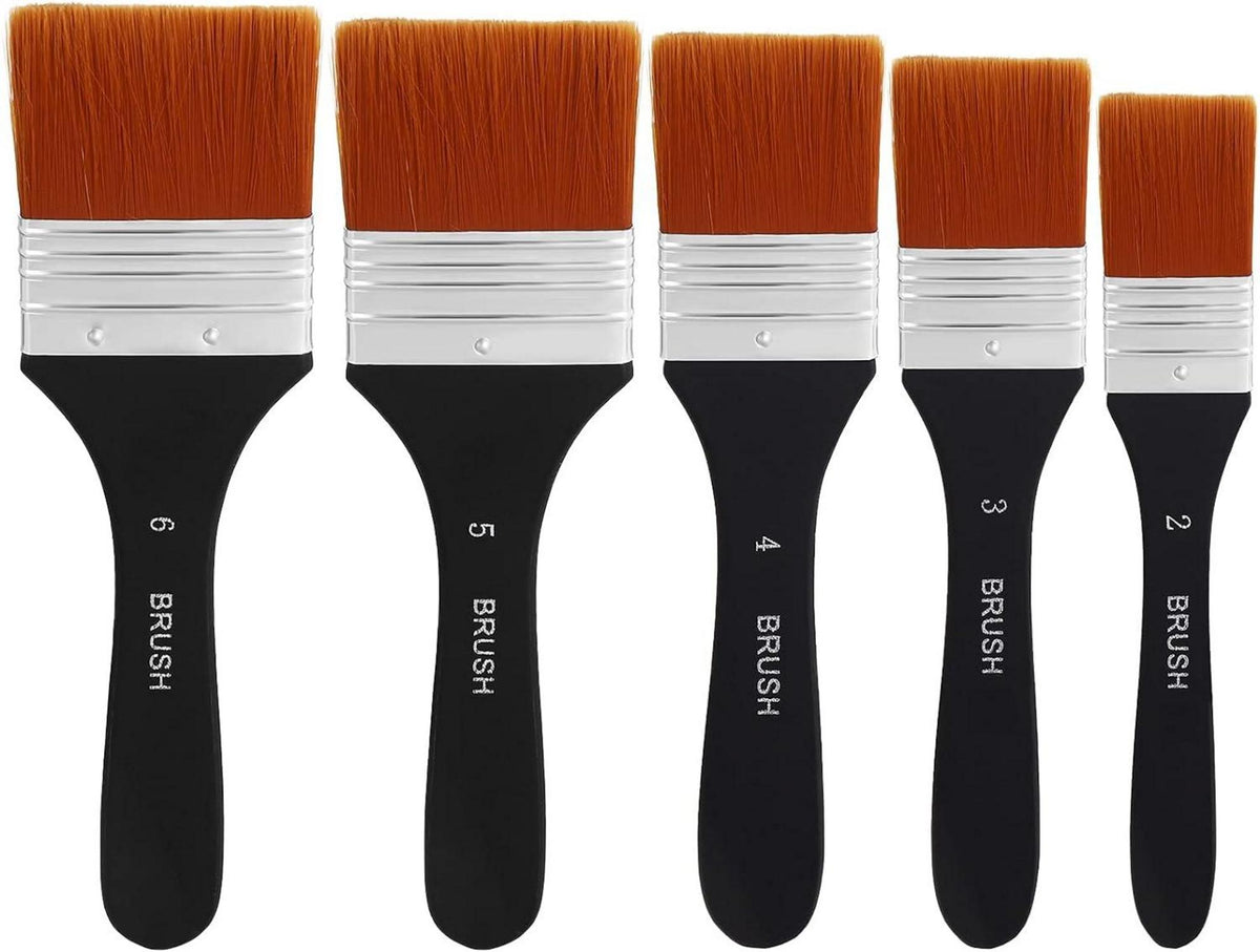 5-teiliges Flachpinselset für Malerei: Aquarell Acryl Öl Gouache