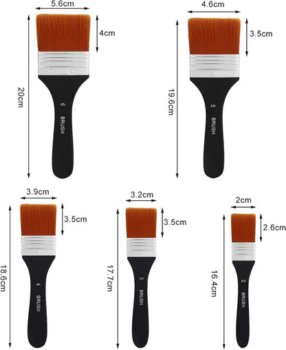 Metagio Flachpinsel Set 5 Stück Aquarell Acryl Ölfarben