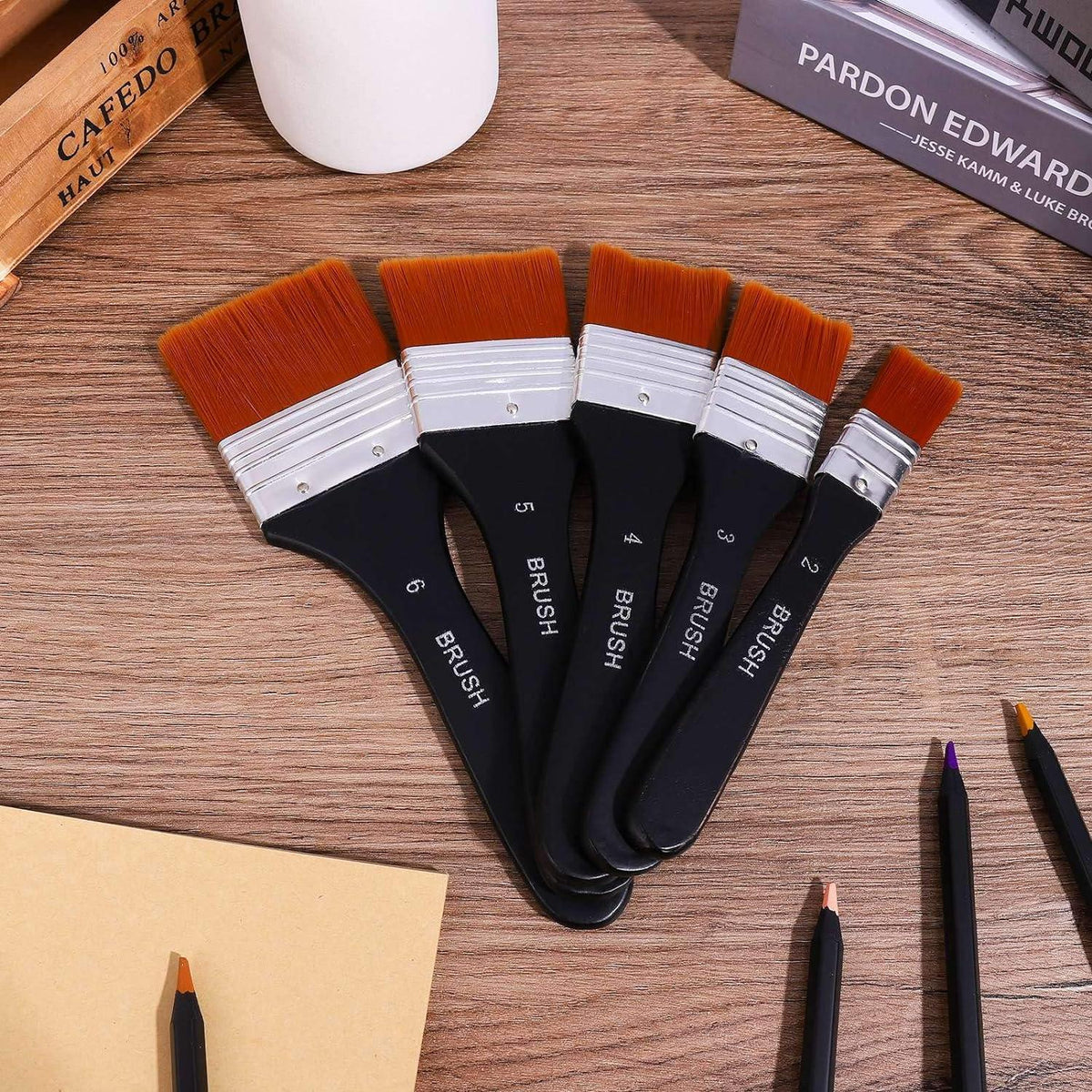 Aquarell Acryl Flachpinsel Set 5-teilig 20 30 40 50 60 mm