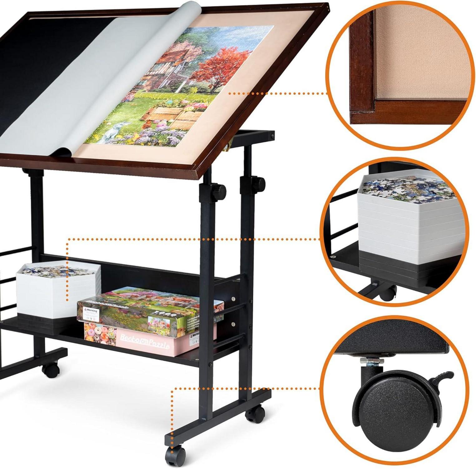 Jigsaw Puzzle Table Board Cover Easel Adjustable Height 1500 Pieces