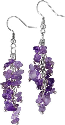 Heilung Kristall Amethyst Ohrringe Damen Baumeln Quarz Trommelsteine