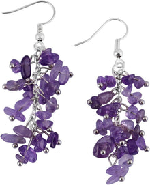 Amethyst Kristall Ohrringe Damen | Lila Stein Ohrhänger