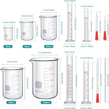 Labor Glas Messzylinder Becherglas Set 10 ml-1000 ml mit