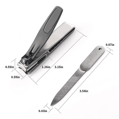 Nagelknipser Nagelfeile Edelstahl 360°Drehkopf Pediküre Set 2Pcs