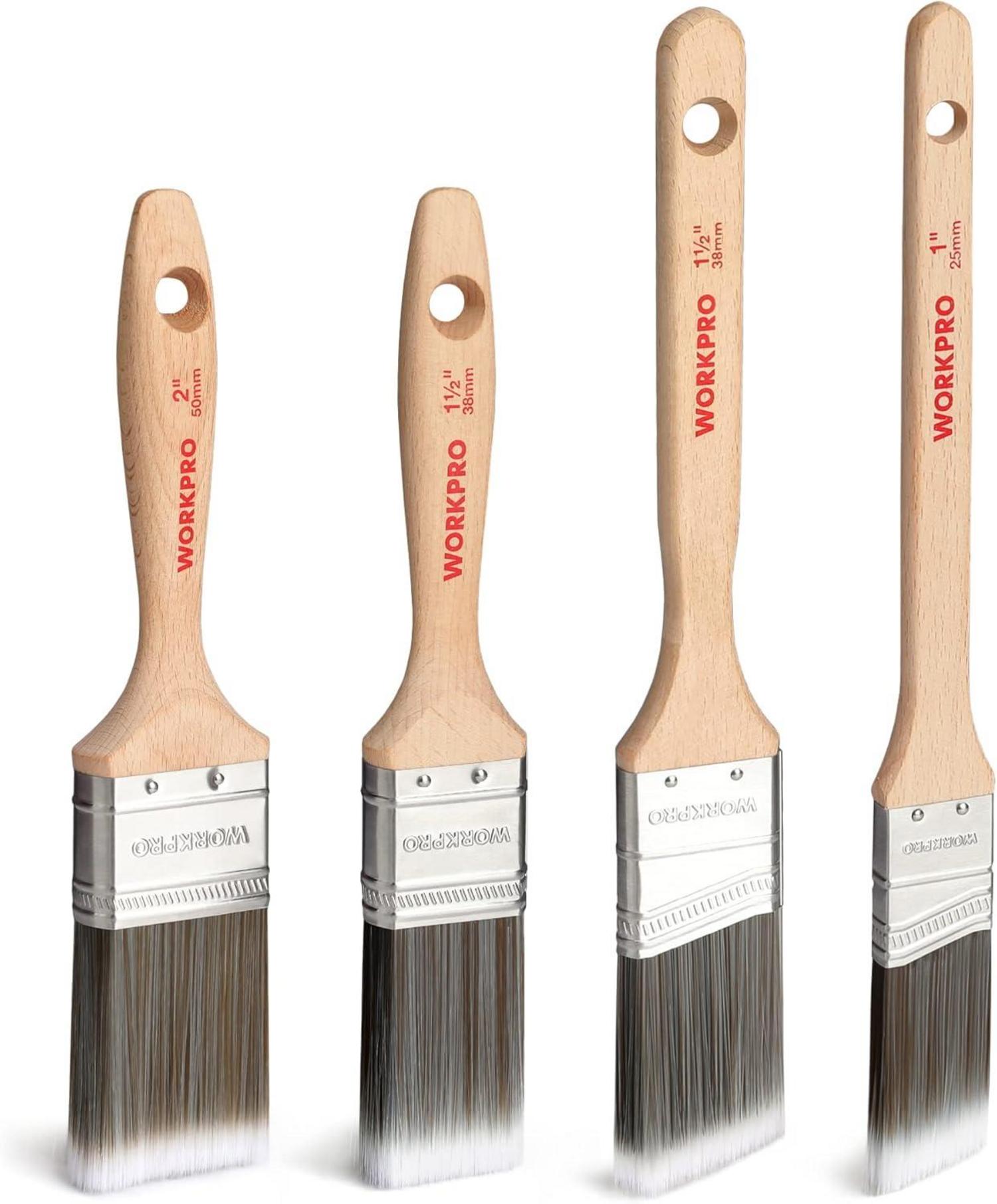 WORKPRO 4er Malerpinsel Set Lackierpinsel Lasurpinsel Holz FSC